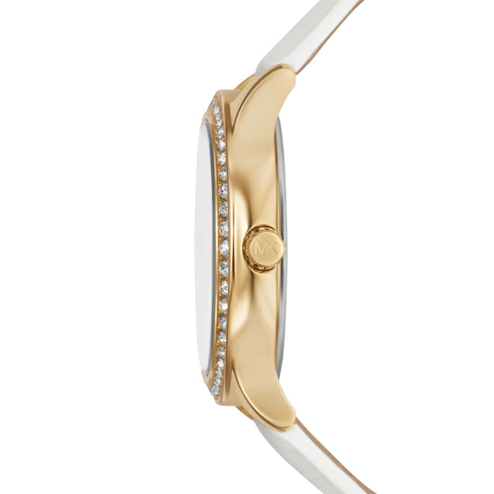 Michael Kors Sage Pavé Gold-Tone and Crocodile Embossed Leather Watch Mk4818 Authentic