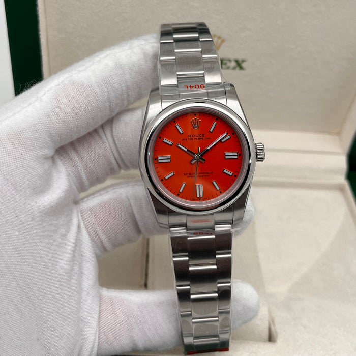Rolex Oyster Perpetual Striking Coral Red Dial (5A+)