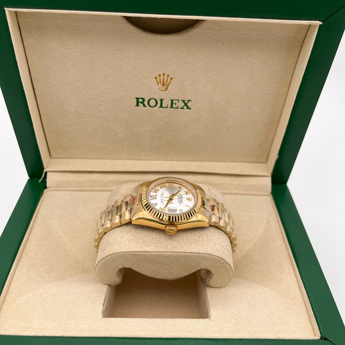 Rolex Datejust 31mm Grey Dial With Roman Numbers And Gold Bracelets