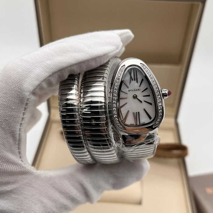 Bvlgari Tubogas 35 mm Silver MOP Dial  (S)