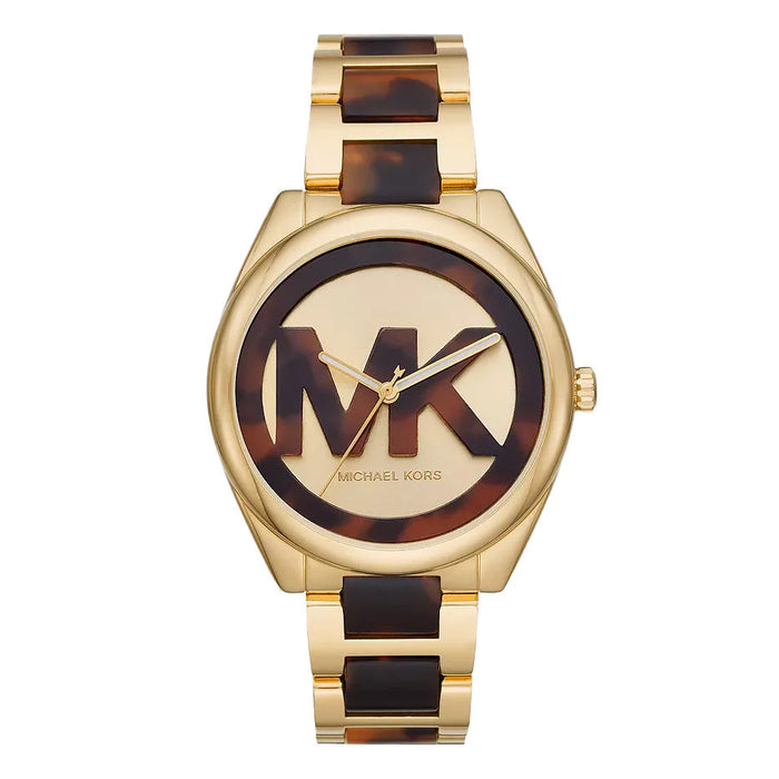 Michael Kors Ladies Watch Janelle 42mm Gold Brown MK7136 Authentic