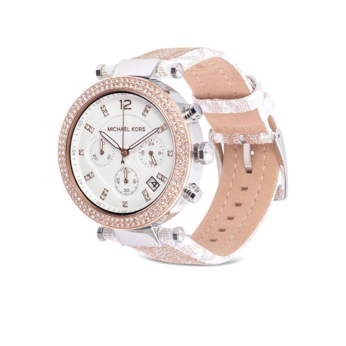 Michael Kors Parker Chronograph Camel Leather Ladies Watch MK6950 Authentic