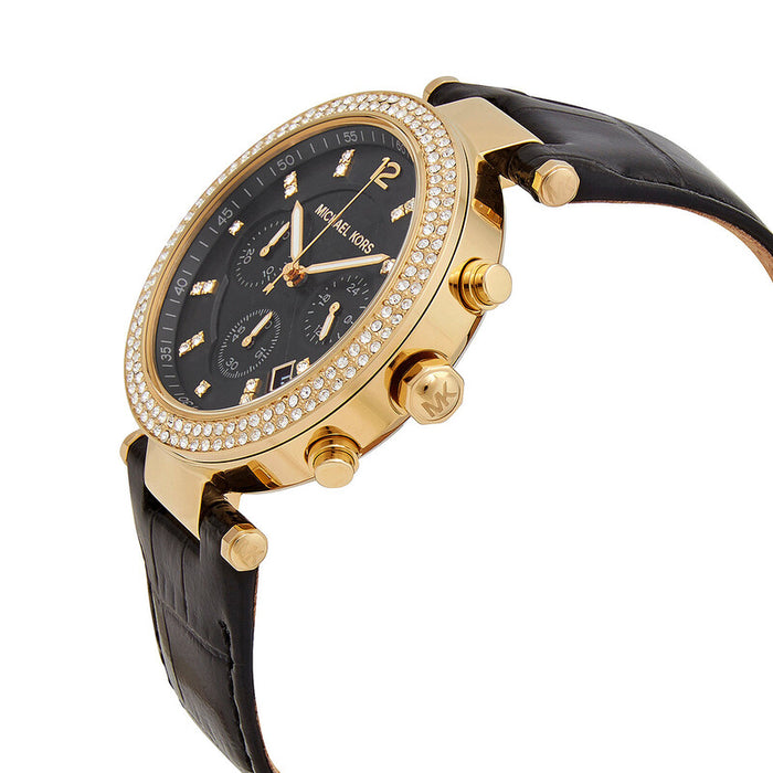 Parker Chronograph Quartz Crystal Black Dial Ladies Watch MK6984 Authentic