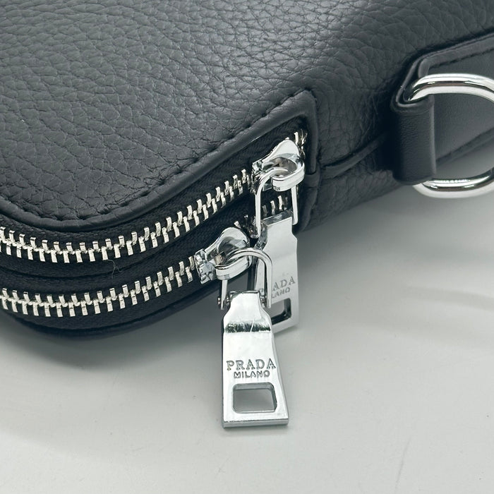 Prada pebbled leather laptop bag