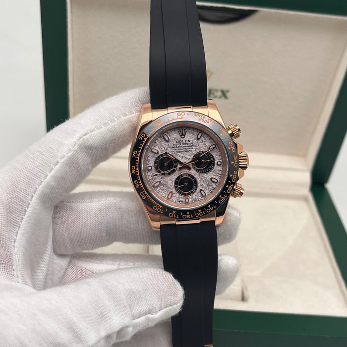 Rolex Daytona Leather  Watch Band Rubber Gold Dial 40mm (5A+)