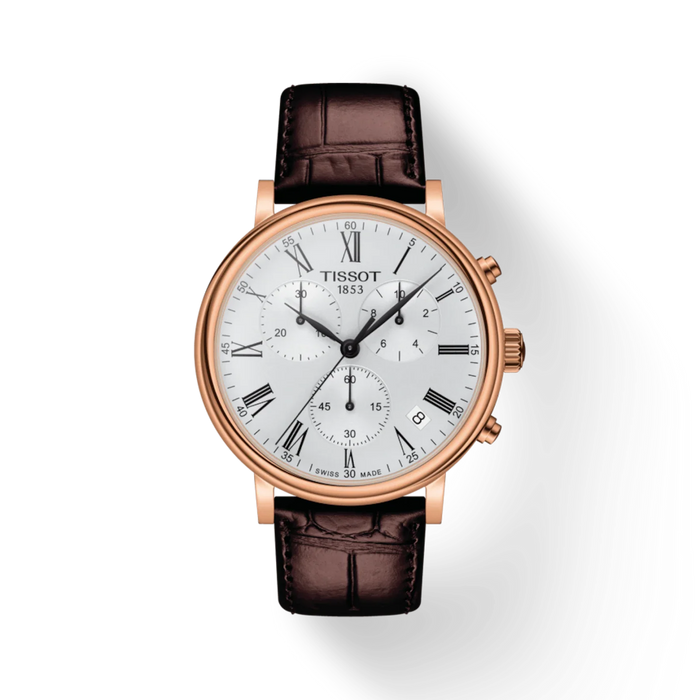 Tissot Carson Premium Chronograph – Rose Gold Case, White Dial t122.417.36.033.00 (Swiss Factory)