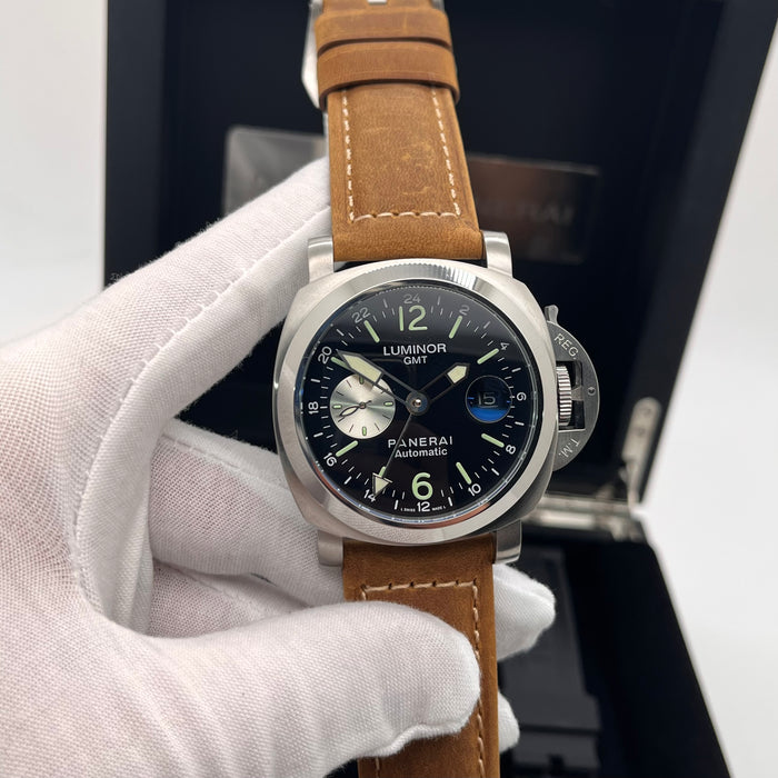 Panerai Luminor Titanium watch 44mm brushed titanium case and a brown leather strap