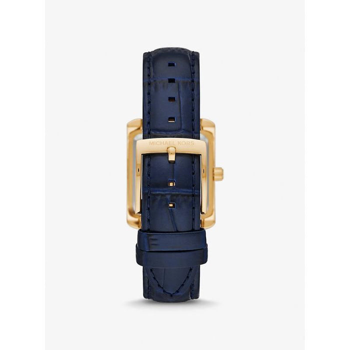 Emery Three-Hand Navy Croco Leather Watch MK2982 Authentic