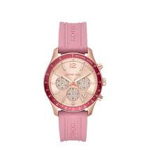Michael Kors MKO1039 Berkley Quartz Rose Gold Dial Pink Silicone Watch Authentic