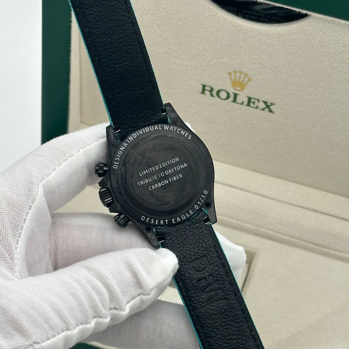 Rolex Cosmograph Daytona carbon case and a Tiffany blue nylon strap 40mm Swiss Super Clone