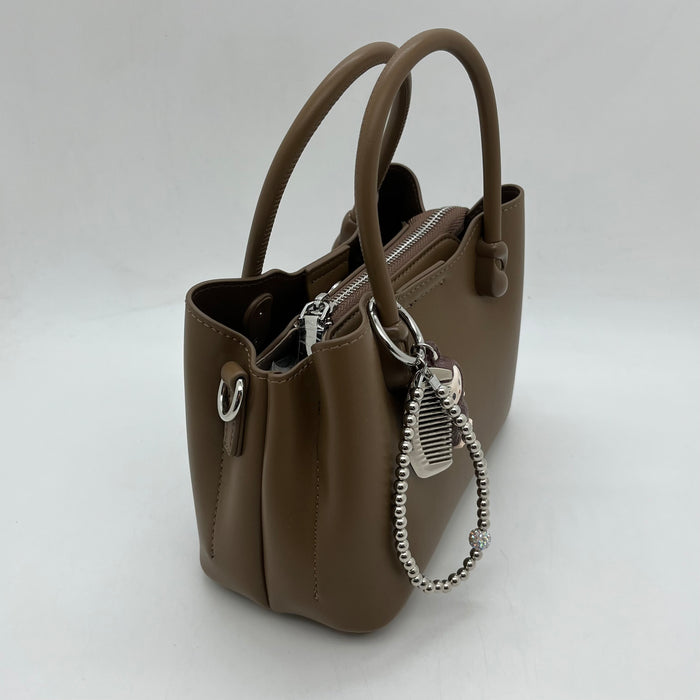 Genuine Leather Women Mini Cross Bag With Labubu Charm