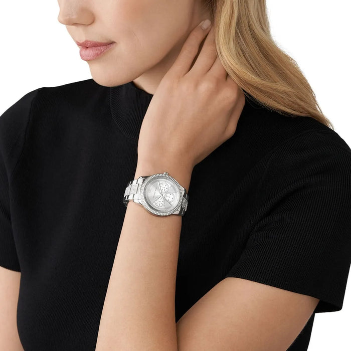 Michael Kors Tibby Pave Silver-Tone Women's Watch Mk7294 Authentic