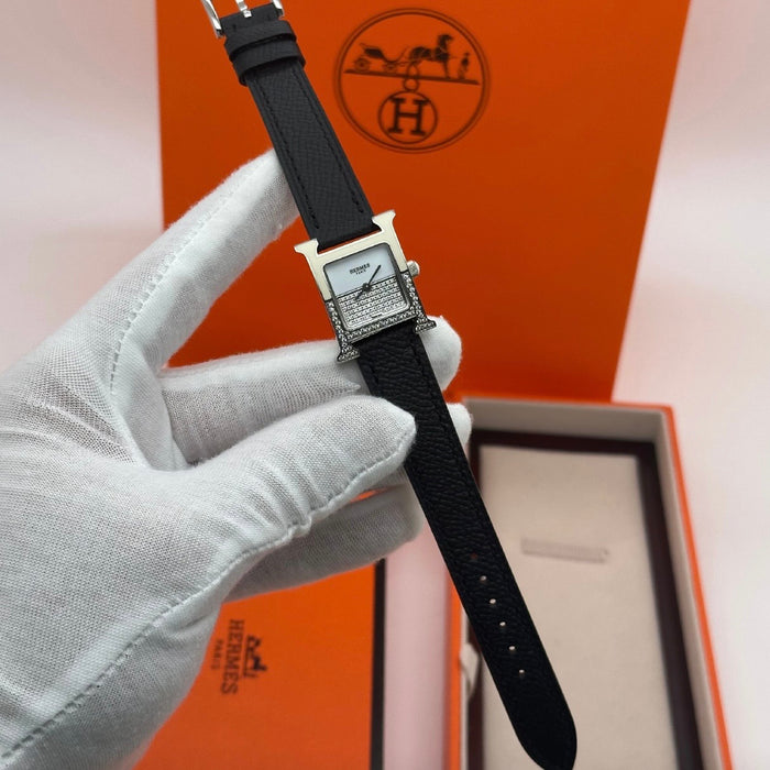 H Stress Silver With Black Strap Watch