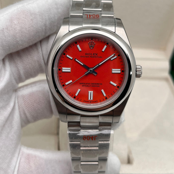 Rolex Oyster Perpetual Striking Coral Red Dial (5A+)