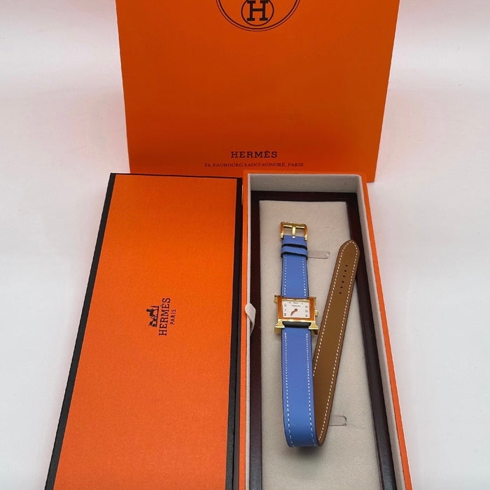“H” Gold With Blue Strap Watch