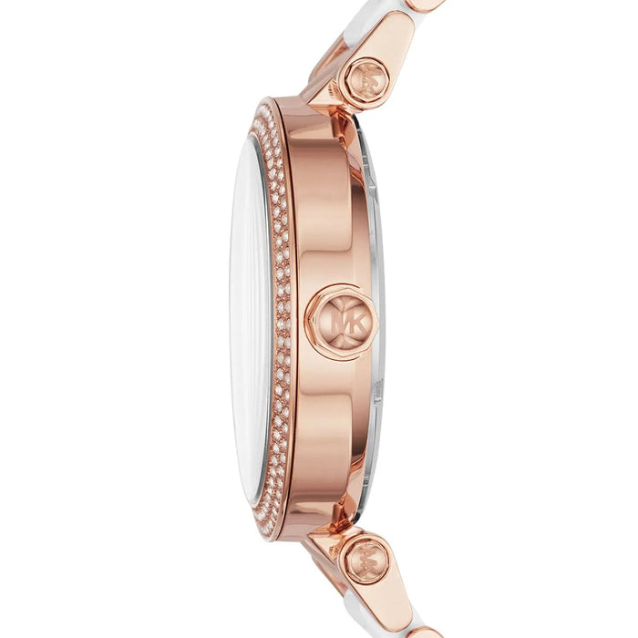 Michael Kors Parker Rose Gold-Tone and White Women's Watch MK6365 Authentic