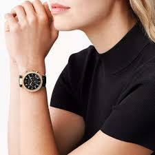 Parker Chronograph Quartz Crystal Black Dial Ladies Watch MK6984 Authentic