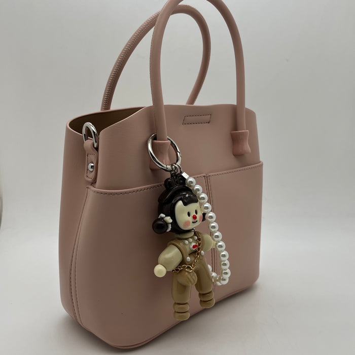 Genuine Leather Women Bag With Charm