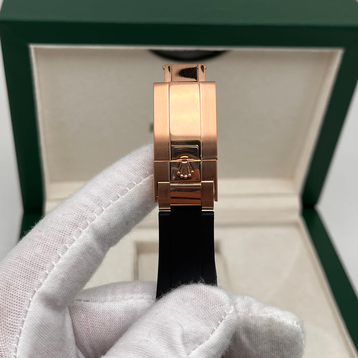Rolex Daytona Leather  Watch Band Rubber RoseGold Dial 40mm (5A+)