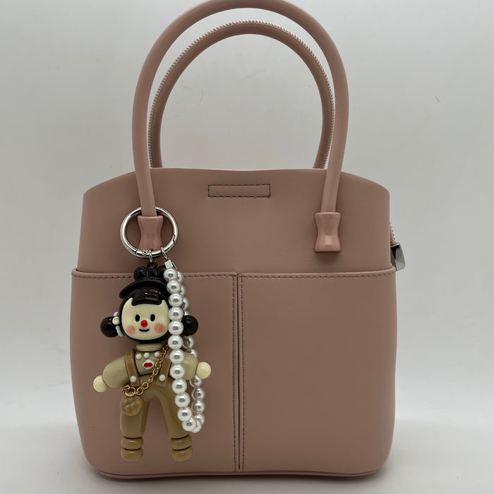 Genuine Leather Women Bag With Charm