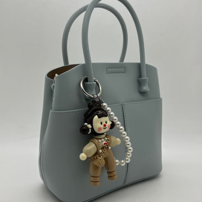 Genuine Leather Women Bag With Charm