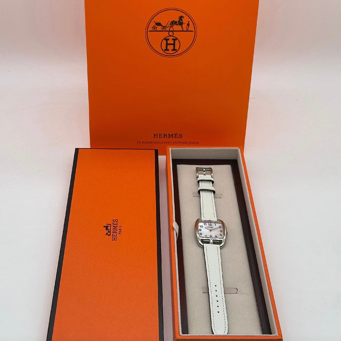 “H” Cape Cod Silver Plated White Strap Watch For Women