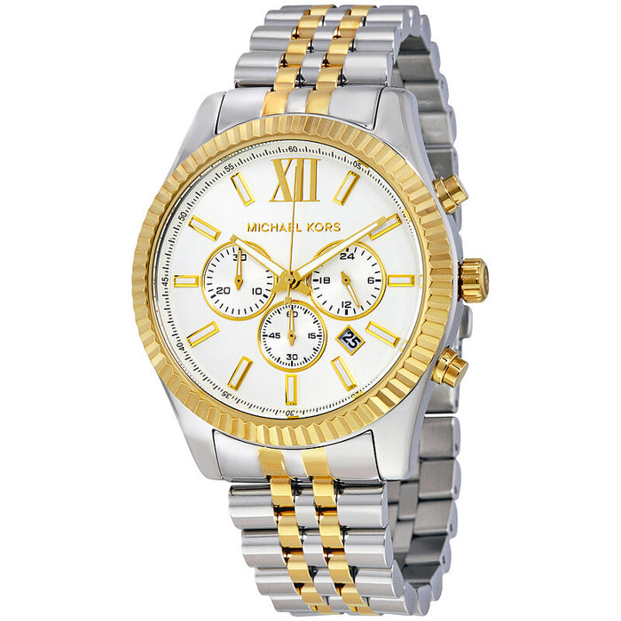 Michael Kors Lexington Chronograph White Dial Men's Watch Mk8344 Authentic