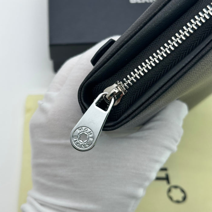 Montblanc Meisterstück Full-Grain Black Real Leather Long Wallet. (Montblanc  Collection)