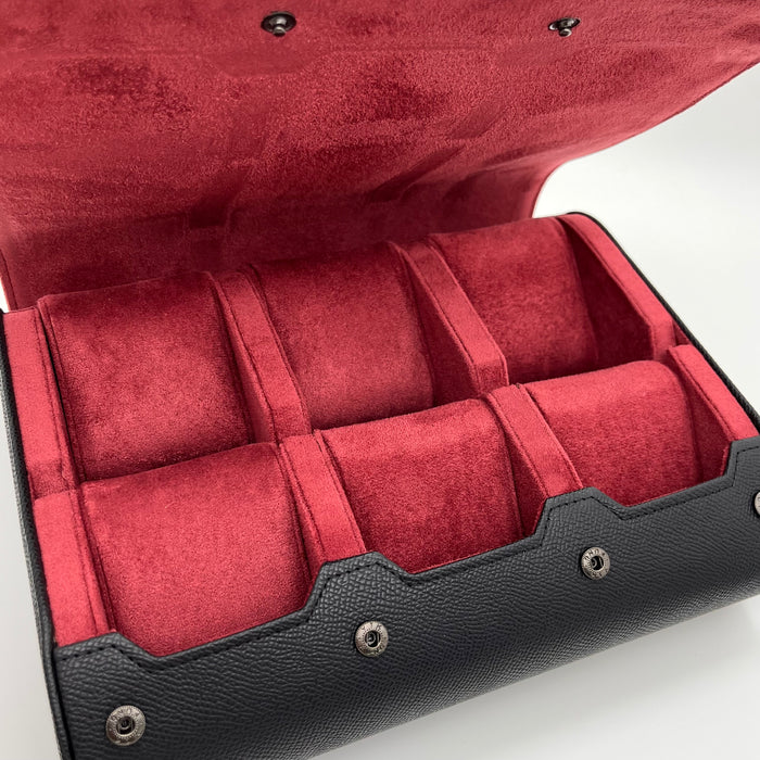 6-Slot Hexagonal Leather Watch Roll Box