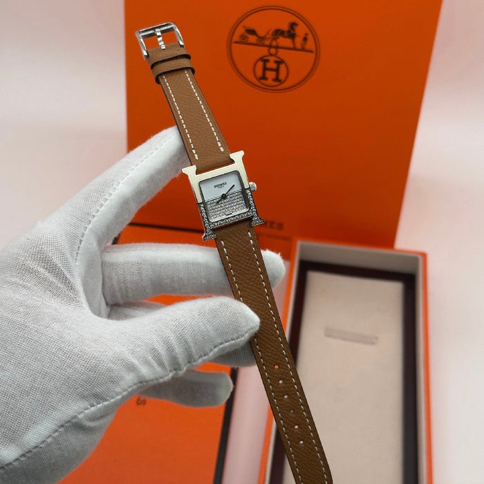 H Stress With Tan Strap Watch