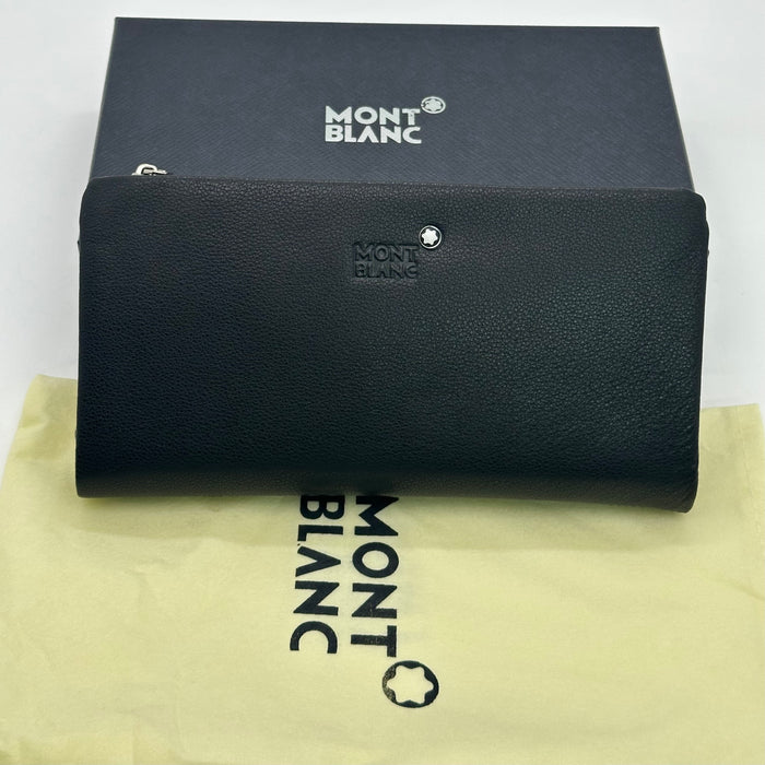 Montblanc Meisterstück Full-Grain Black Real Leather Long Wallet. (Montblanc  Collection)