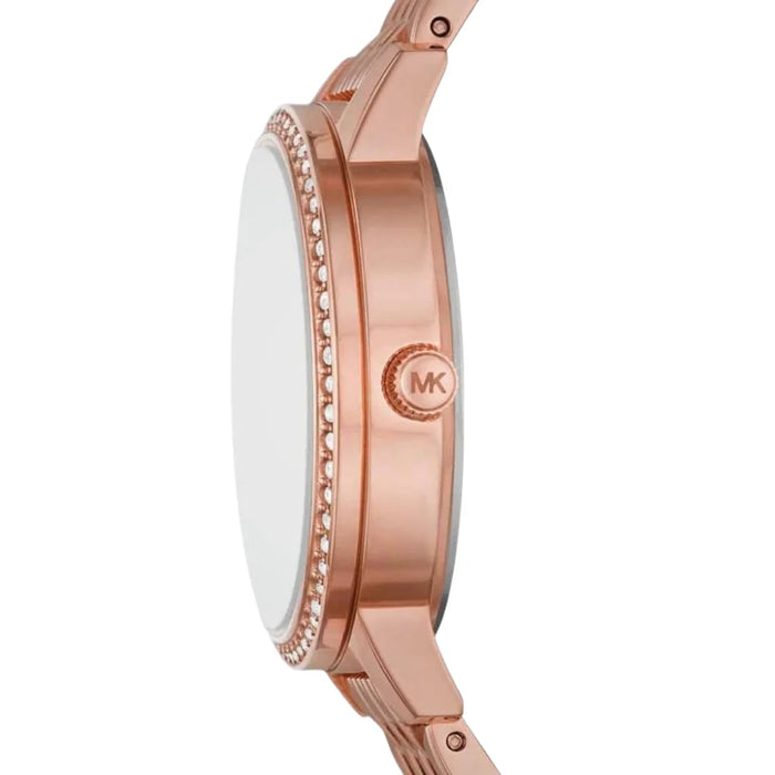 Michael Kors Melissa Quartz Silver Dial Rose Gold Steel Strap Watch For Women - MK1052 Authentic