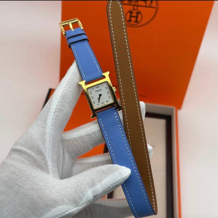 “H” Gold With Blue Strap Watch