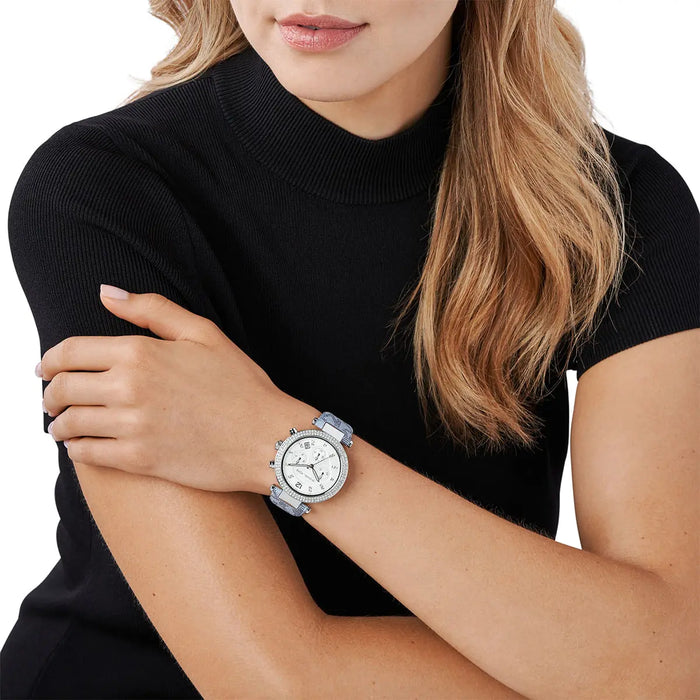 Michael Kors Watch For Women Parker MK6936
With White Dial Polyurethane Chloride Strap with Blue color Authentic