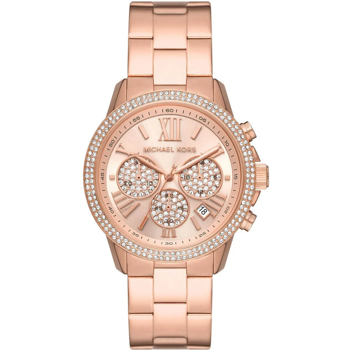 Michael Kors Bryn Pavé Rose Gold-Tone Watch Mk7200 Authentic
