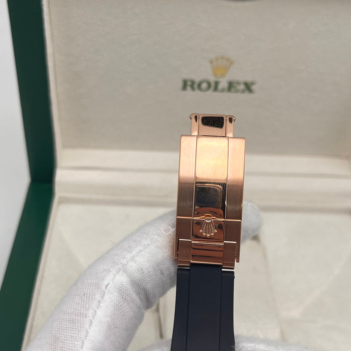 Rolex Daytona Leather  Watch Band Rubber Black RoseGold Dial 40mm (5A+)