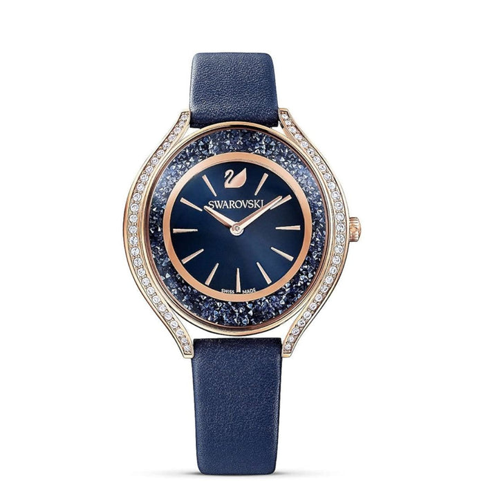 Swarovski Crystalline Oval Women’s Watch – Blue Dial, Rose Gold Case 5519447 - Authentic
