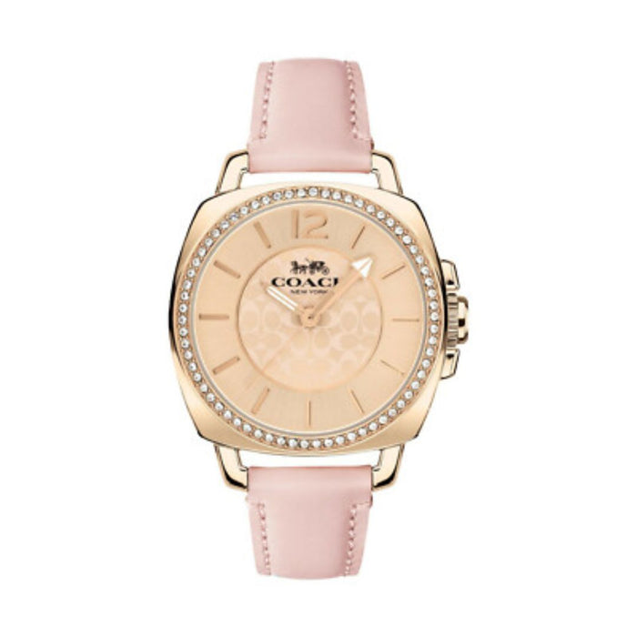 Coach Women’s Crystal Multifunction Watch – Rose Gold Dial, Pink Leather Strap 14503981 - Authentic