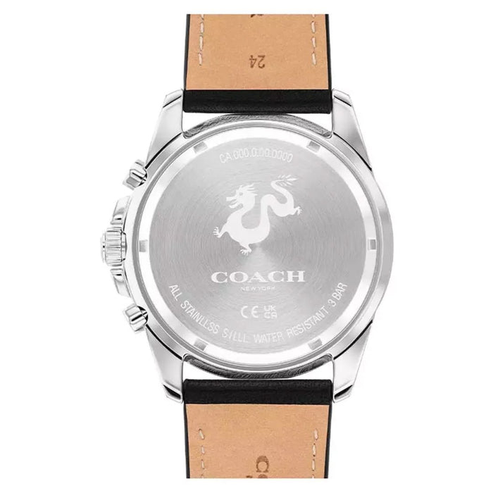 Coach Chronograph Watch – Blue Dial & Bezel with Black Leather Strap 14602666 - Authentic