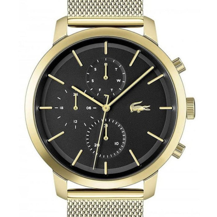 Lacoste Men's Moon Black & Gold Mesh Chronograph Watch - 2011195 - Authentic