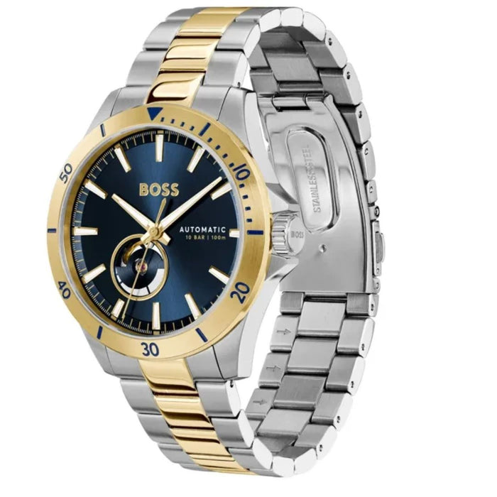 Hugo Boss Automatic Men’s Watch – Two-Tone Gold & Silver | Open-Heart Movement 1514201 - Authentic