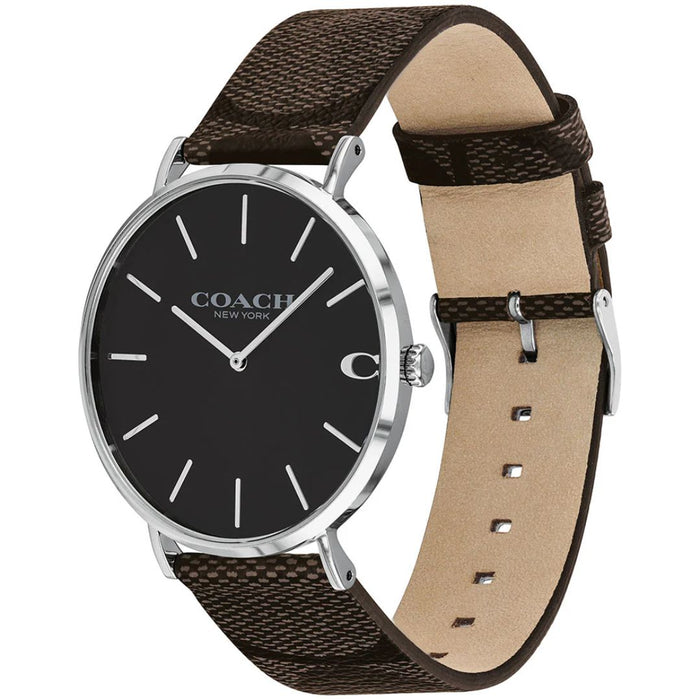 Coach Classic Slim Watch – Black Dial with Brown Leather Strap 14602156 - Authentic