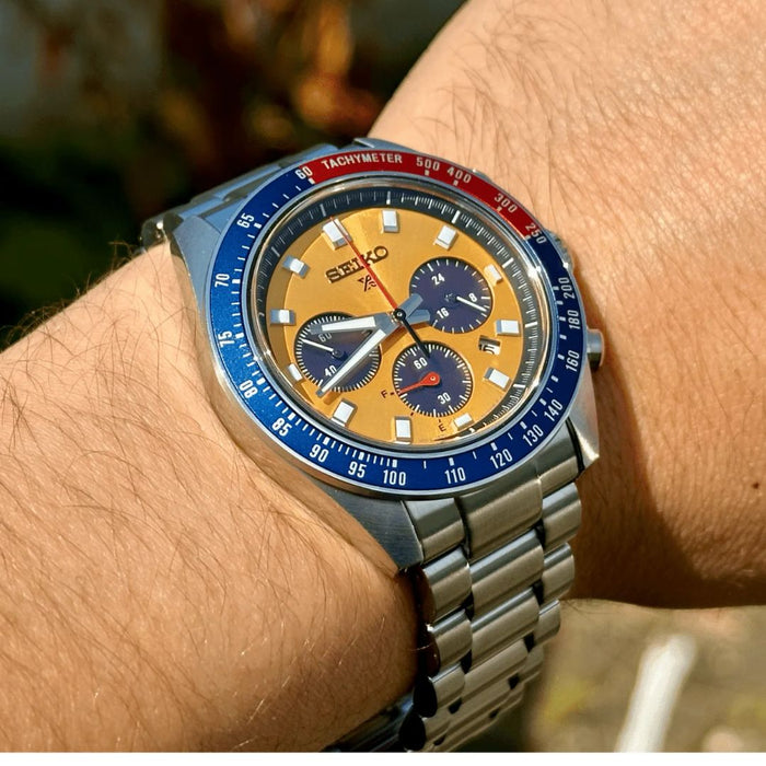 Seiko Prospex Speedtimer Solar Chronograph Tachymeter – Gold Dial Stainless Steel SSC947 - Authentic