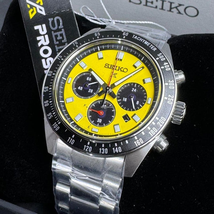 Seiko Prospex Speedtimer Solar Chronograph Tachymeter – Yellow Dial Stainless Steel SSC929 - Authentic