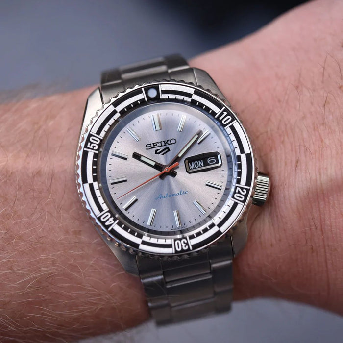 Seiko 5 Sports Automatic Grey Dial Stainless Steel Day-Date Watch - SRPK09K1 - Authentic