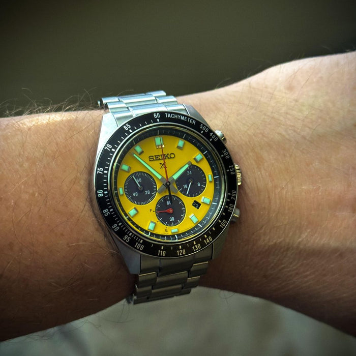 Seiko Prospex Speedtimer Solar Chronograph Tachymeter – Yellow Dial Stainless Steel SSC929 - Authentic