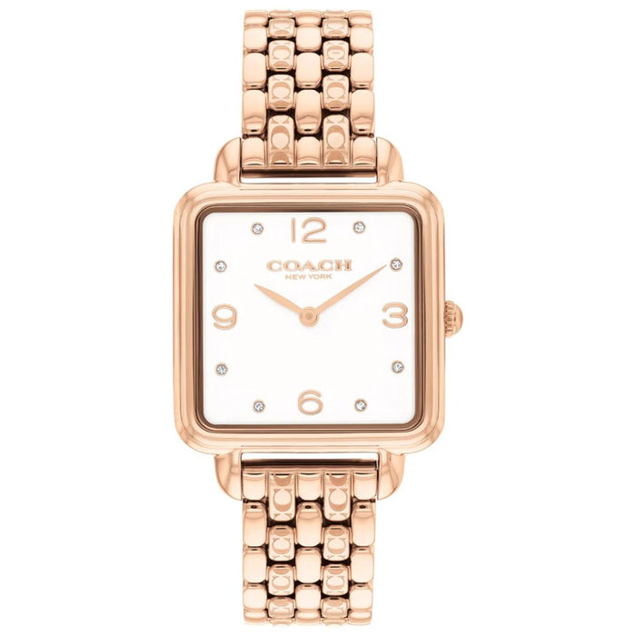 Coach New York Rose Gold Square Women’s Watch – White Dial 14504532 - Authentic