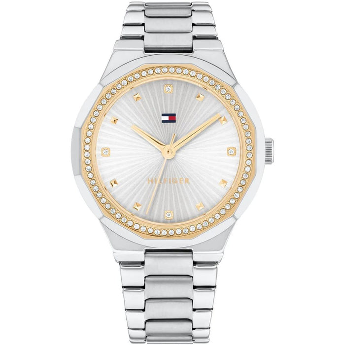 Tommy Hilfiger Two-Tone Crystal Bezel Silver & Gold Women’s 1782723 - Authentic