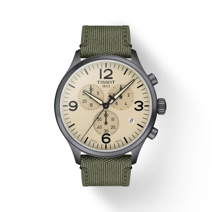 Tissot Chrono XL Beige Dial with Green Strap Men’s Watch t116.617.37.267.00 - Swiss Factory