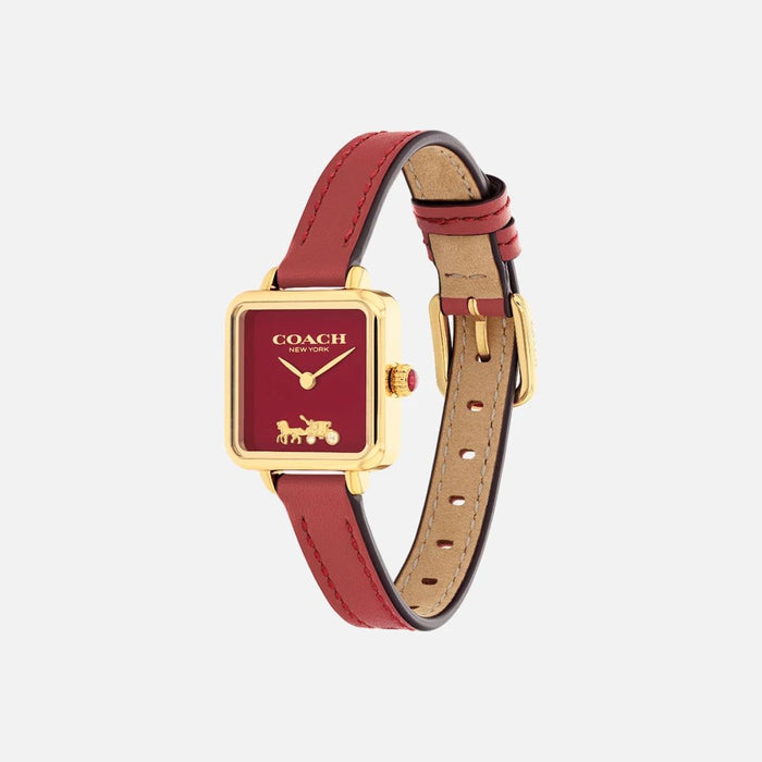 Coach Women’s Square Quartz Watch – Gold Case with Burgundy Dial 14504226 - Authentic